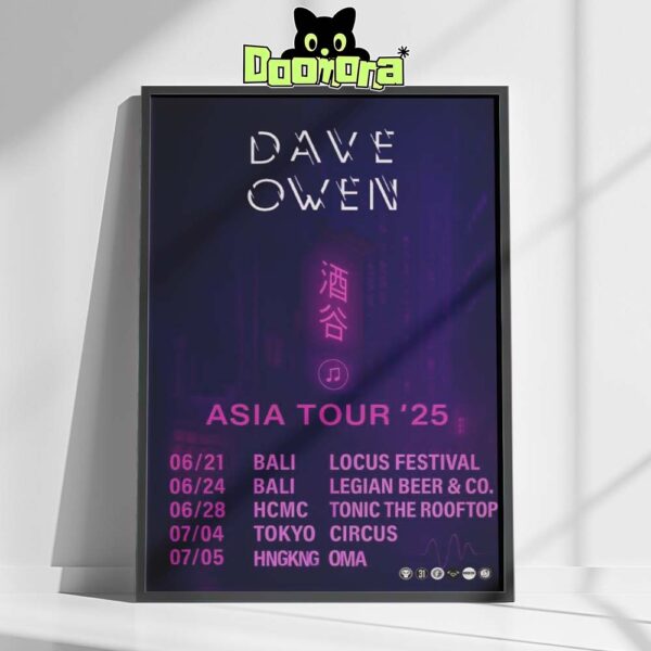 Dave Owen Asia Tour 2025 Poster For July 04 At Circus In Tokyo Japan Neon Cyberpunk Artwork Home Decor Poster Canvas