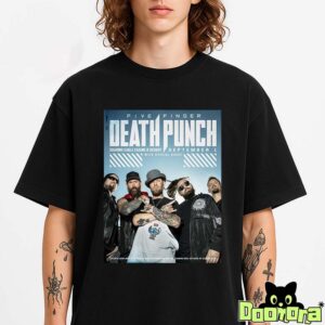 Five Finger Death Punch Poster At Soaring Eagle Casino In Mount Pleasant MI On September 1 2025 Featuring Band Portrait Two Sides T-Shirt