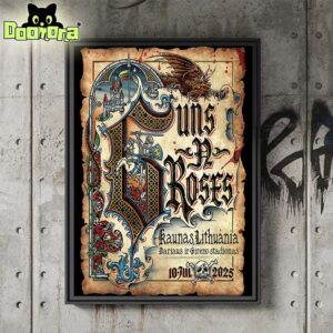 Guns N Roses Concert Poster At Dariaus ir Girėno Stadiono In Kaunas Lithuania On July 10 2025 With Medieval Knight And Dragon Artwork Home Decor Poster Canvas
