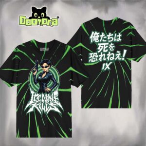 Ice Nine Kills Hook-Ups Anime Graphic Tie-Dye T-Shirt – Fearless Style With Japanese Lettering All Over Print Shirt