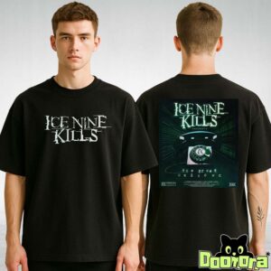 Ice Nine Kills The Great Unknown Poster Featuring Retro Phone And Green Matrix Visual Two Sides T-Shirt