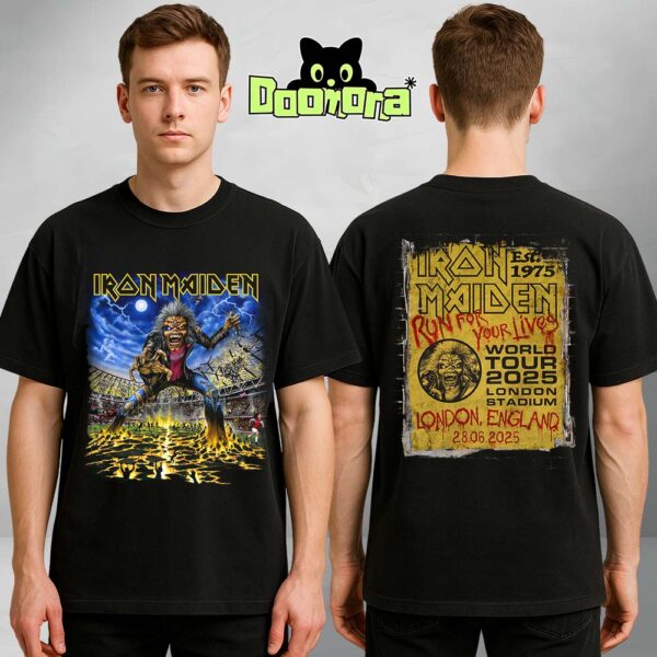 Iron Maiden Run For Your Lives 2025 Tour Merch Tee At London Stadium In London England On June 28th 2025 Two Sides Unisex T-Shirt