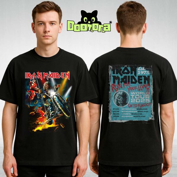 Iron Maiden Run For Your Lives 2025 Tour United Kingdom Tee Heavy Metal Legacy Ride Edition Two Sides Unisex T-Shirt