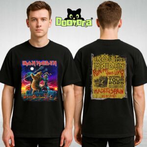 Iron Maiden Tour Tee Black At Cívitas Metropolitano In Madrid Spain On July 5 2025 Two Sides Unisex T-Shirt