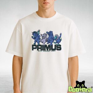 Primus Concert Poster At Snow King Mountain In Jackson WY On July 8 2025 With Dancing Creature Parade Artwork T-Shirt