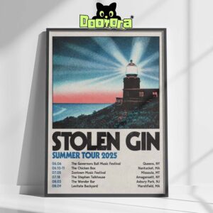 Stolen Gin Summer Tour 2025 Poster For August 09 At Levitate Backyard In Marshfield MA Lighthouse Sunset Artwork Home Decor Poster Canvas