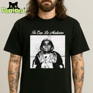 Tu Eres La Medicina Black Tee Featuring Vintage Healer Portrait Spiritual Statement Design Unisex T-Shirt